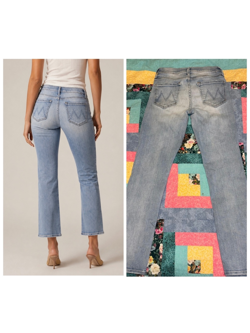 Mother $228 Size 26 The Mid Rise Dazzler Flood Sweet Petals Light Wash Jeans
